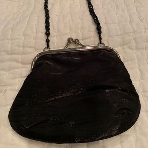 Tiny black satin purse